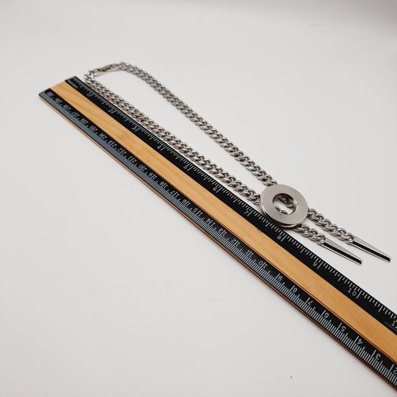 MONET Vintage Silver Tone Modernist Chain Necklace 15” Signed Heavy - Picture 4 of 8